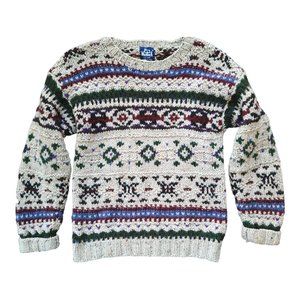 Vintage Woolrich Mens Wool Fair Isle Winter Crew Pullover Sweater, Size S/M ?